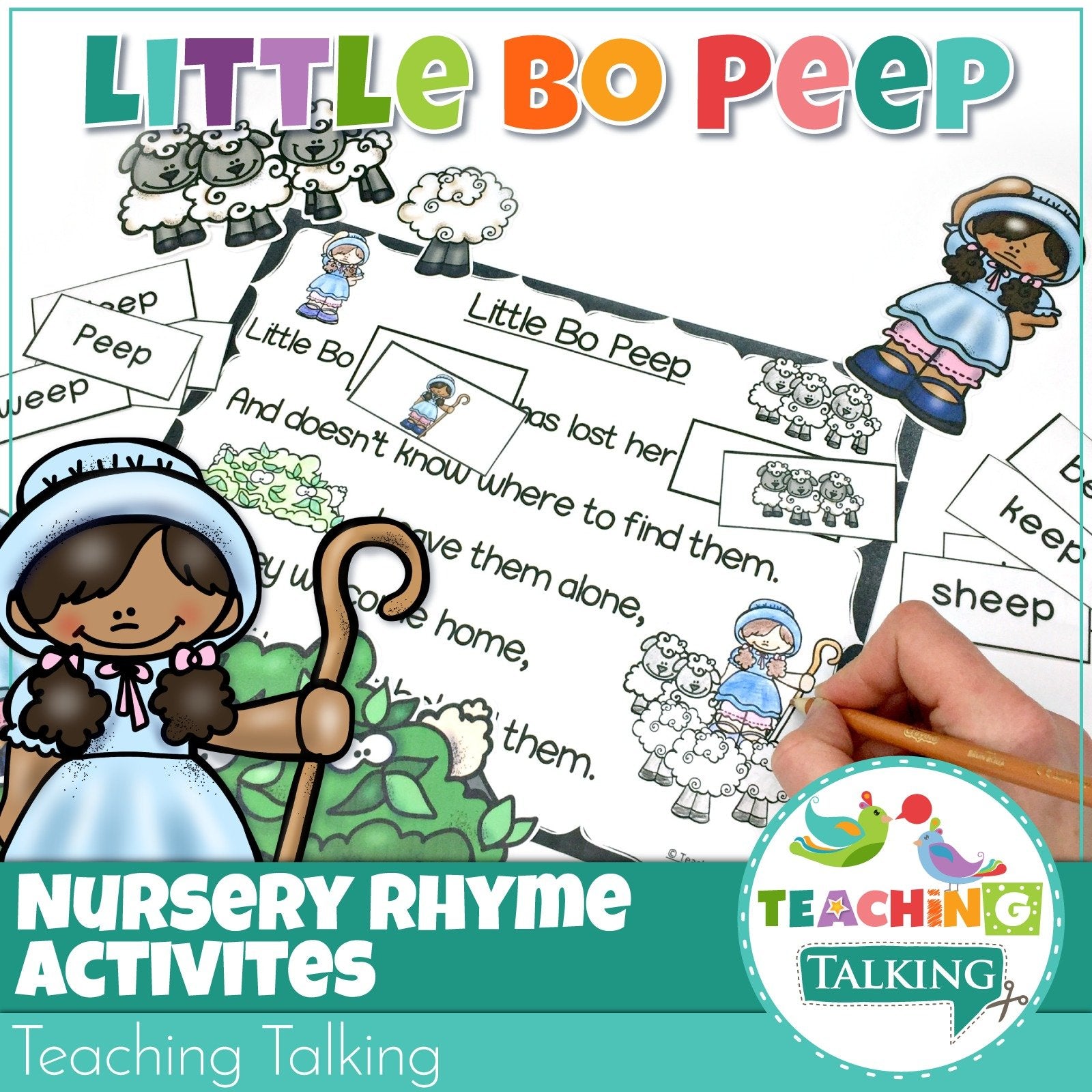 Teaching Talking Printable Nursery Rhyme Activities for Little Bo Peep