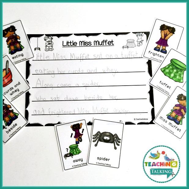 Teaching Talking Printable Nursery Rhyme Activities for Little Miss Muffett