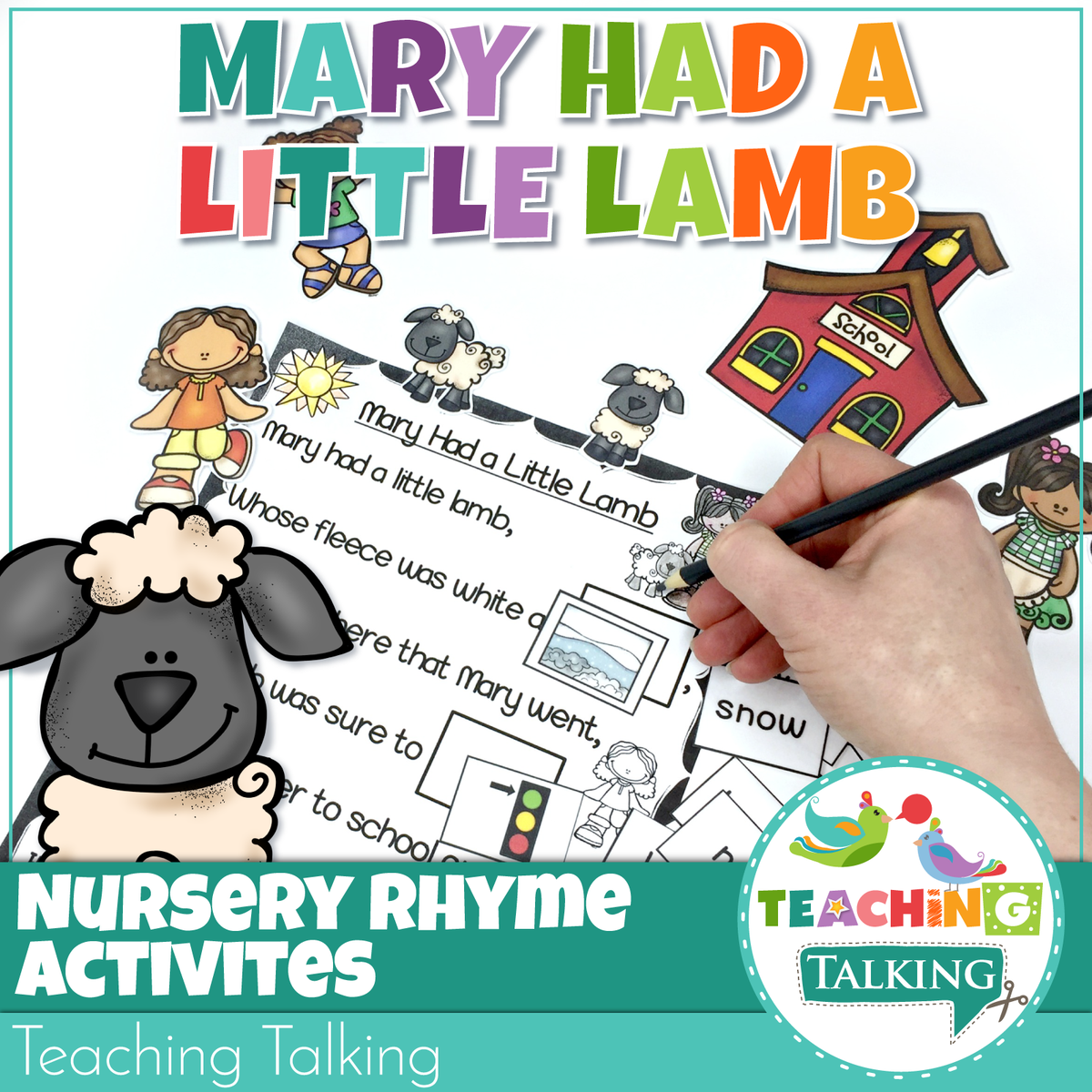 Teaching Talking Printable Nursery Rhyme Activities for Mary Had a Little Lamb