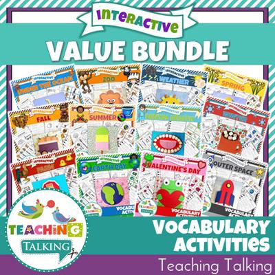 Teaching Talking Printable Preschool Vocabulary Activities Value Bundle