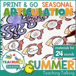 Teaching Talking Printable Print and Go Articulation Activities for Summer