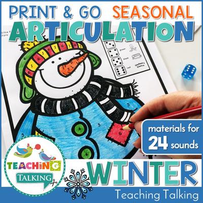 Teaching Talking Printable Print and Go Articulation Activities for Winter
