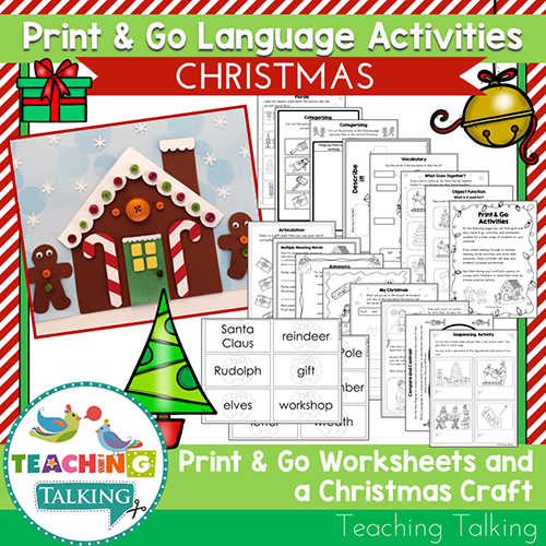 Print & Go Language Activity Worksheets for Christmas - Teaching Talking