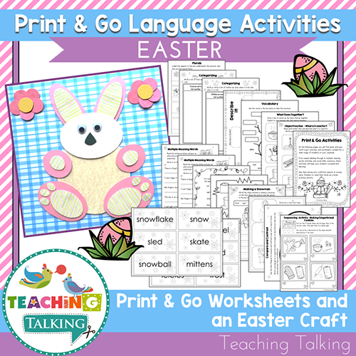 Teaching Talking Printable Print & Go Language Activity Worksheets for Easter