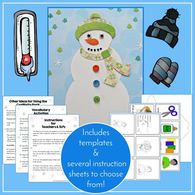 Teaching Talking Printable Print & Go Language Activity Worksheets for Winter