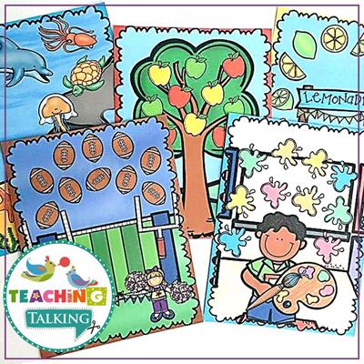Teaching Talking Printable Progress Monitoring Sticker Sheets and Games