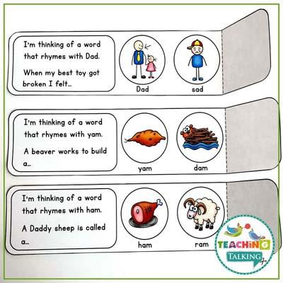 Teaching Talking Printable Rhyming Centers Game