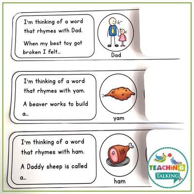 Teaching Talking Printable Rhyming Centers Game