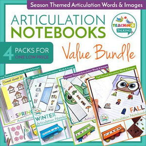 Teaching Talking Printable Seasonal Articulation Activities for Notebooks Value Bundle