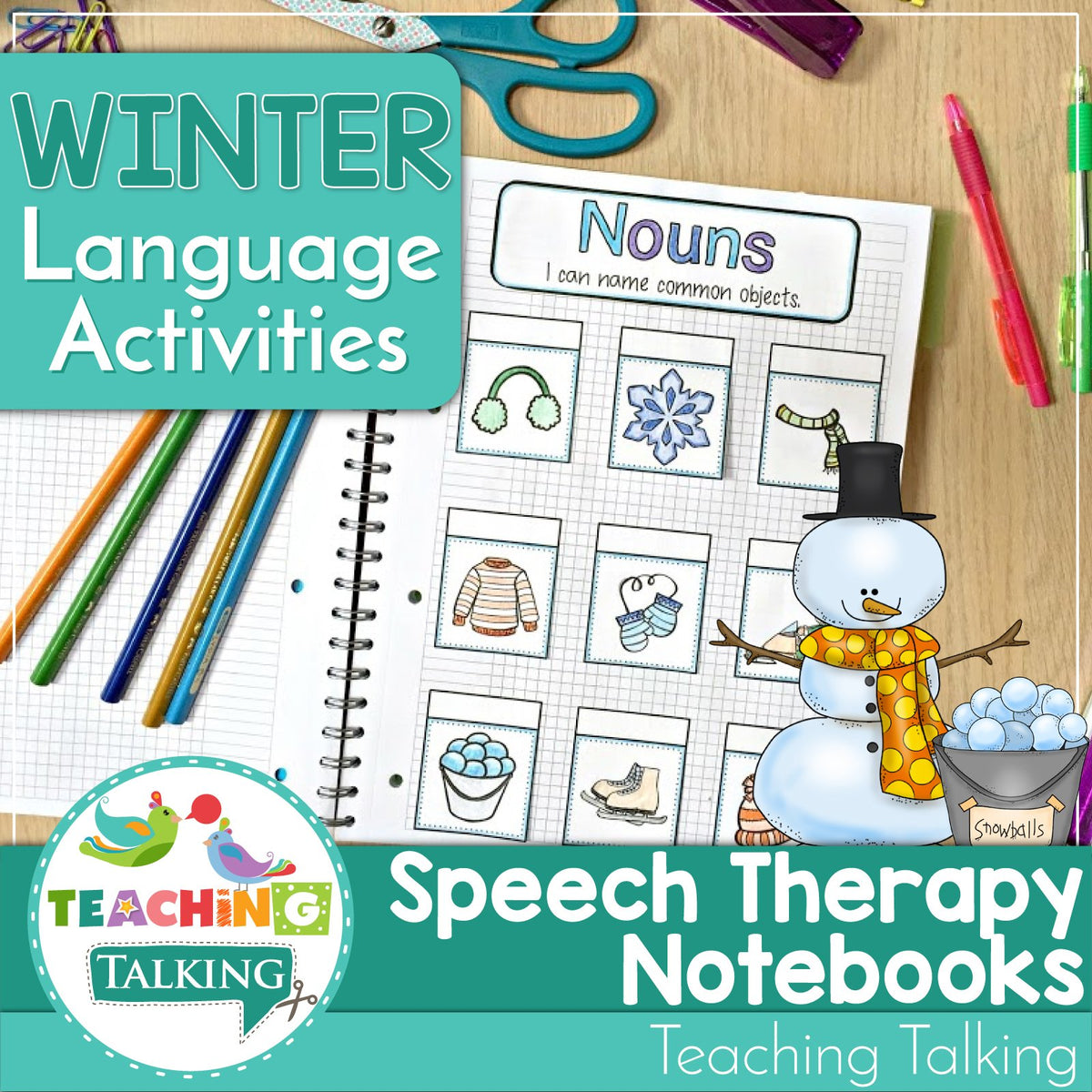 Teaching Talking Printable Speech Therapy Language Notebooks for Winter