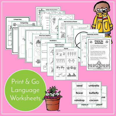 Teaching Talking Printable Spring Speech Therapy Activities Value Bundle