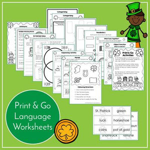 Teaching Talking Printable St. Patrick's Day Speech Therapy Activities Value Bundle