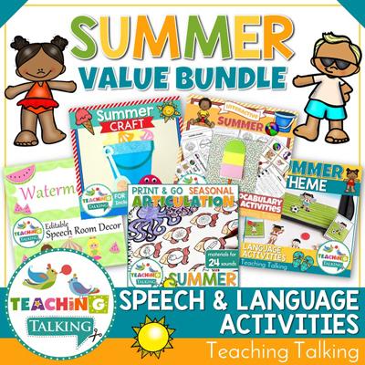 Teaching Talking Printable Summer Speech Therapy Activities Value Bundle