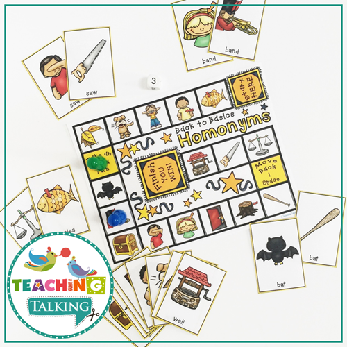 Teaching Talking Printable Worksheets, Game and Cards for Homonyms