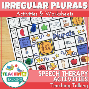 Teaching Talking Printable Worksheets, Game and Cards for Irregular Plurals