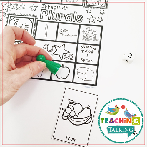 Teaching Talking Printable Worksheets, Game and Cards for Irregular Plurals